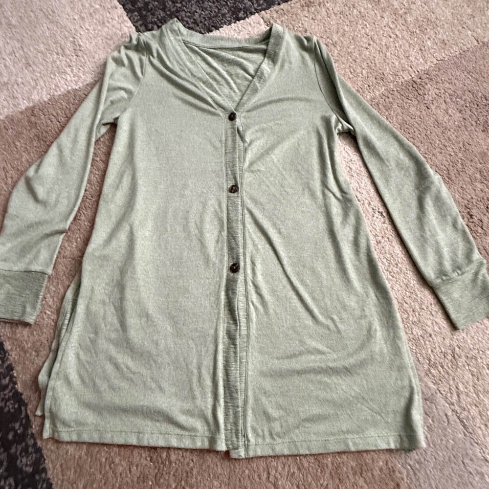Cuddl Duds women’s Heathered Green Seriously Soft Sweater - Petite small
